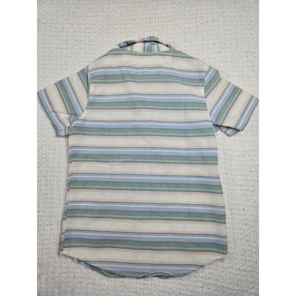 Boys‎ 6 Striped Short Sleeve Linen Blend Button Up Shirt Resortwear Nautical